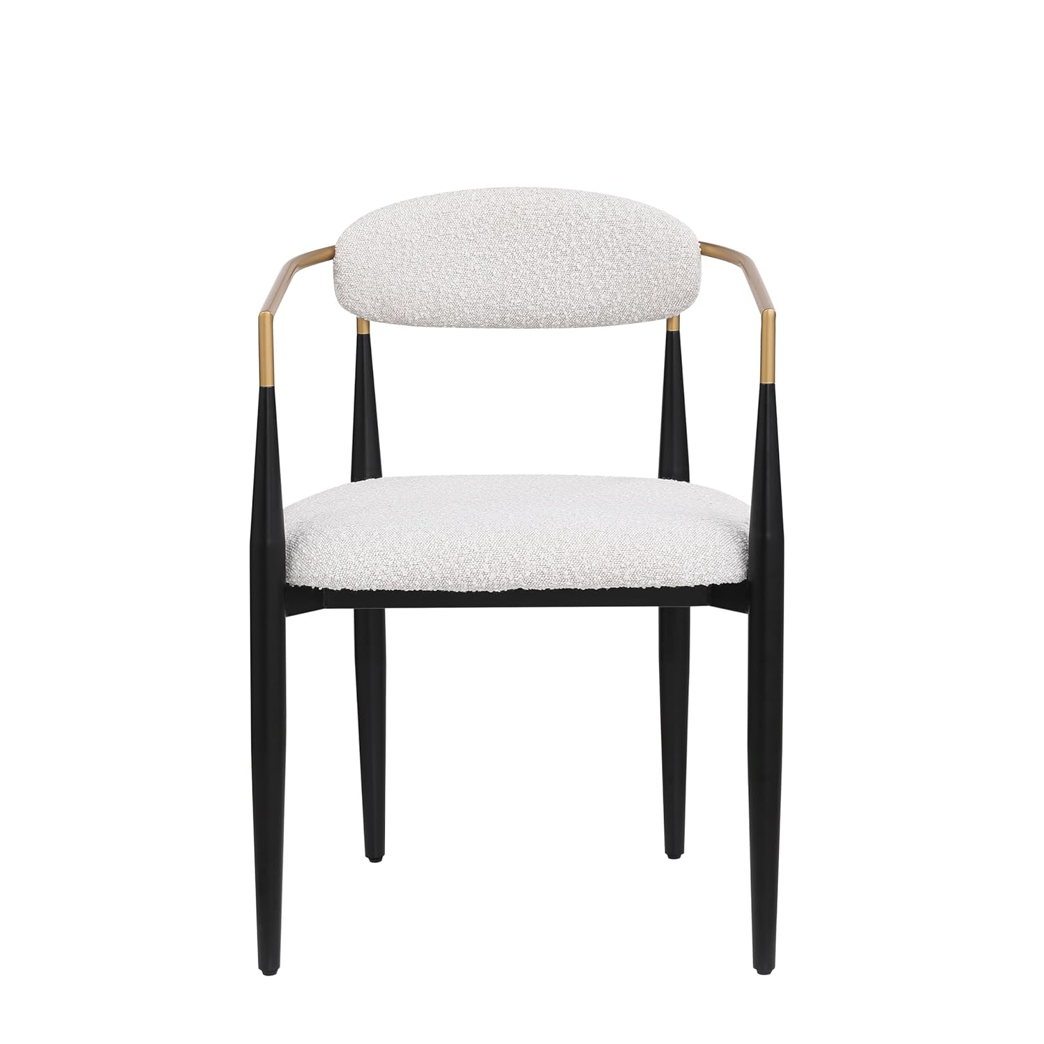 Christopher Knight Home Set of 2 Modern Boucle Fabric Upholstered Dining Chair, Stylish Designed Kitchen Armchairs, Metal Frame, Soft Padded Seating and Curved Backest, Beige+Black+Gold