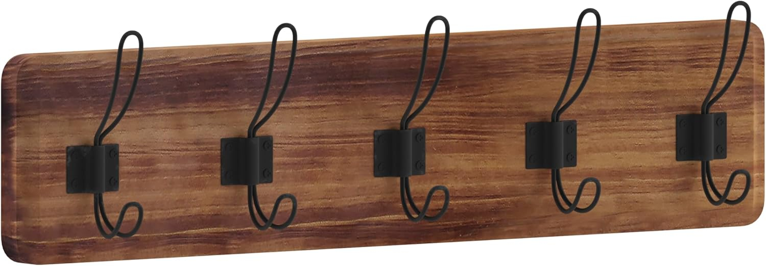 Flash Furniture Daly Rustic Rectangle Wood Coat Rack with Shelf/Storage, Rustic Brown