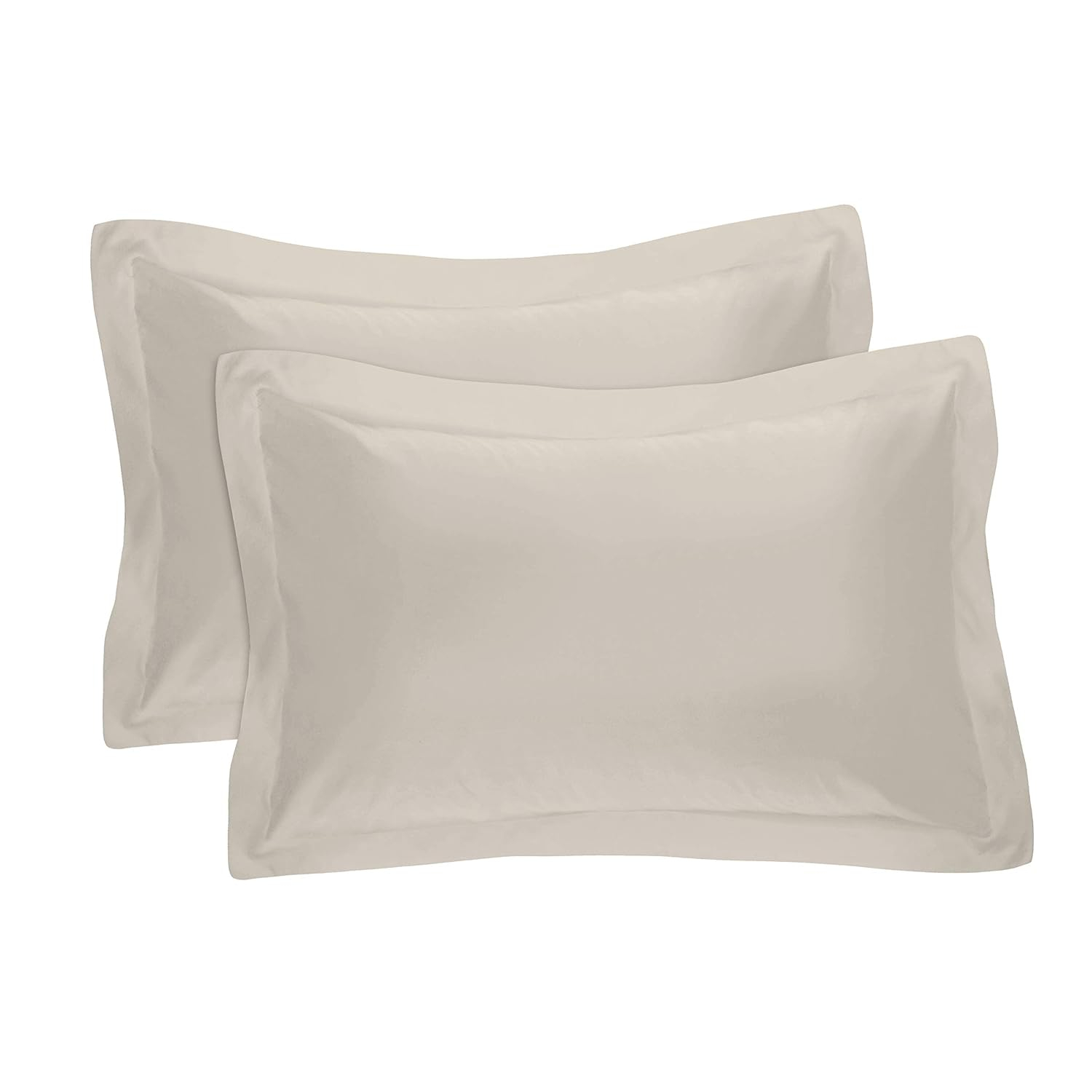 Cotton Delight Standard Pillow Shams Set of 2 - Ivory 100% Natural Cotton, 600 Thread Count Premium Covers With 2 Inch Flange, 20 x 26 Inch