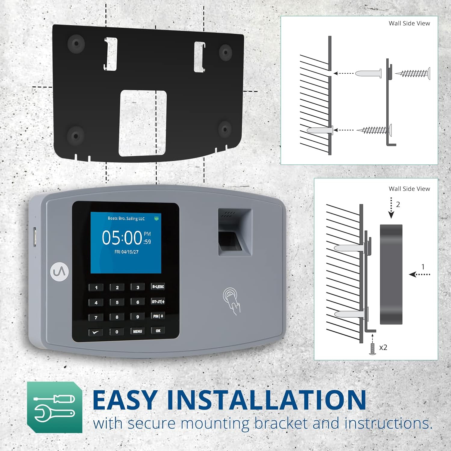 uAttend BN6000 Biometric Time Clock System for Small Business with Cloud-Based Employee Timecards