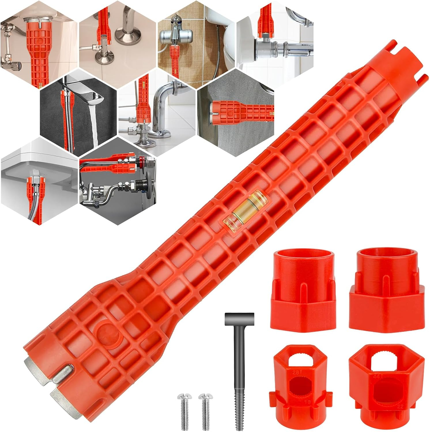 Forlivese 14-in-1 Multi-Function Basin Wrench,Faucet Installer and Sink Drain Nut Removal Tool,One-Way Plumbing Wrench for Tight Spaces