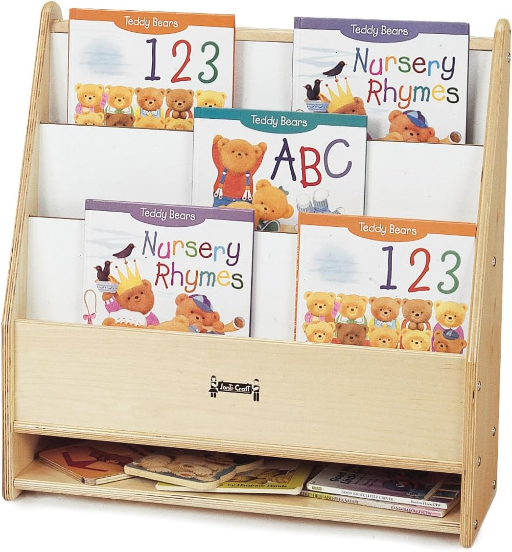 Birch Plywood Toddler Book Stand with Storage