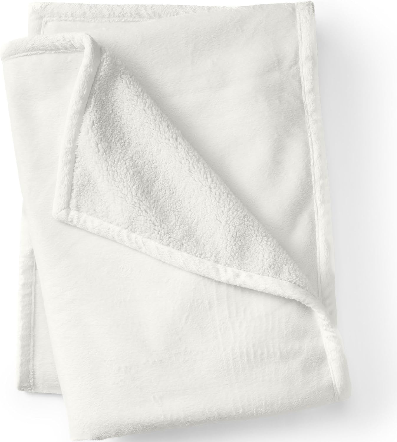 Lands' End High Pile Fleece Throw Blanket - 50x70 inches - Estate Green