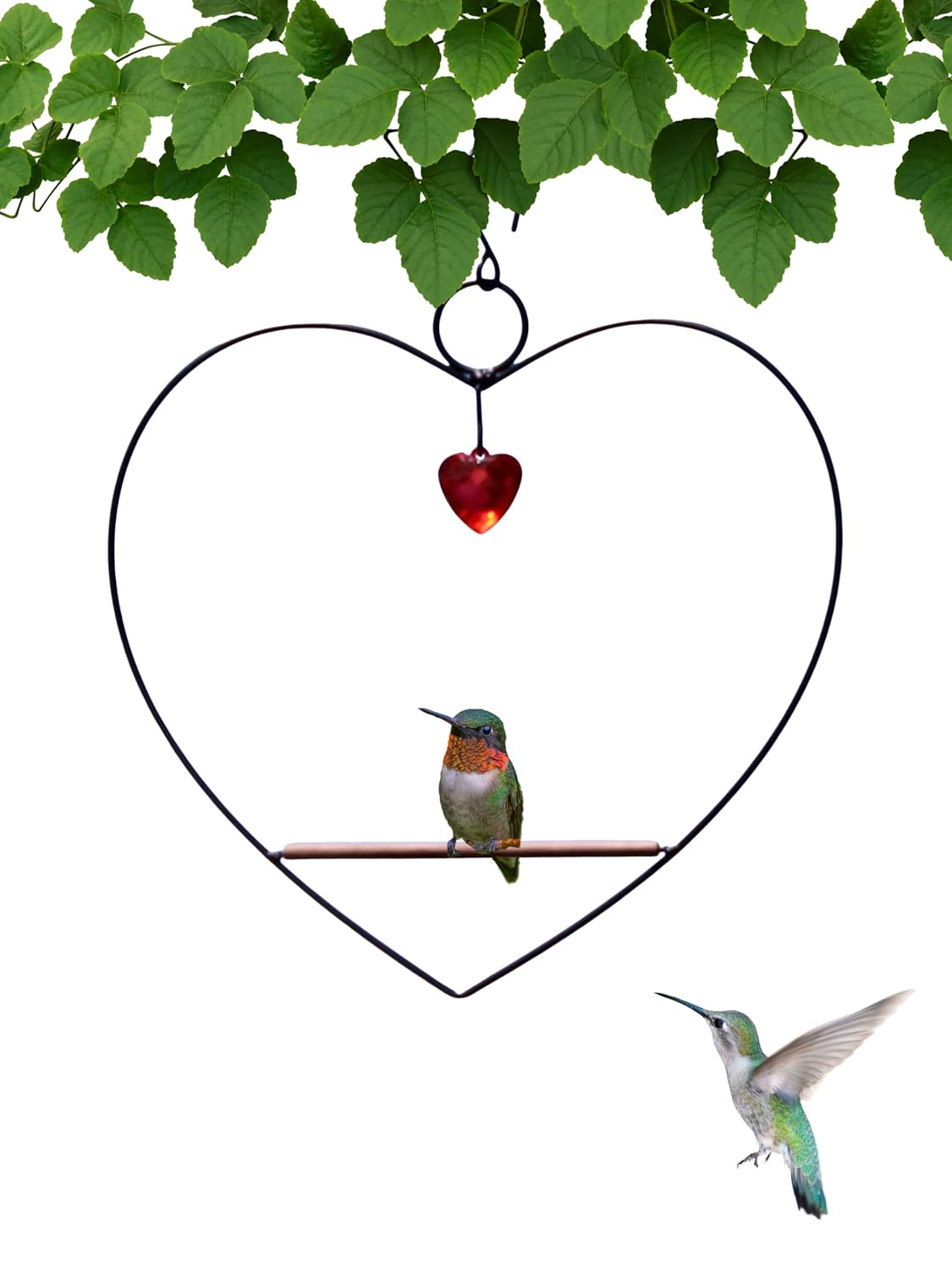 Songbird Essentials Hummingbird Swing for Hummingbird Feeder Copper Heart Metal