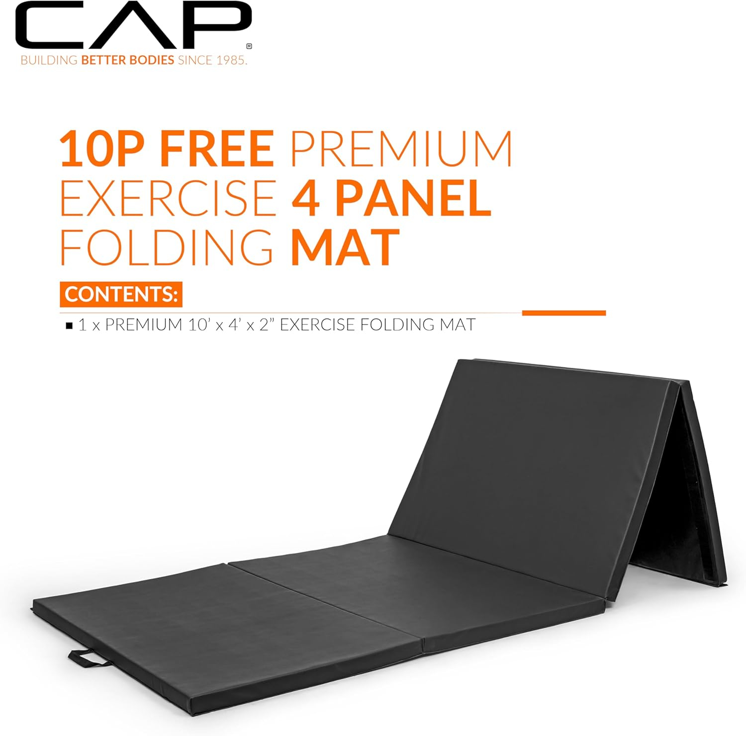 CAP Barbell All Purpose Folding Exercise Training & Gymnastics Balance Mat 10' x 4' x 2" thick, Black