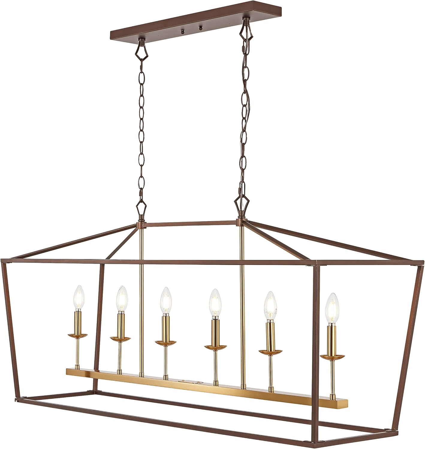 Pagoda 49" Linear 6-Bulb Classic Traditional Metal LED Pendant, Oil Rubbed Bronze
