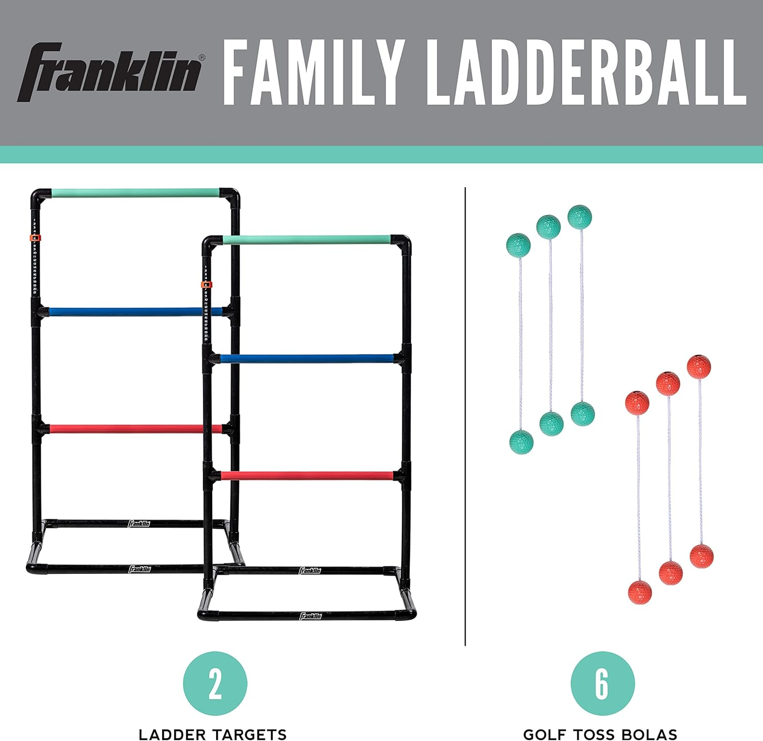 Franklin Sports Ladder Ball Lawn Game Set - Outdoor Lawn Game - Includes 2 Targets + 6 Toss Bolas