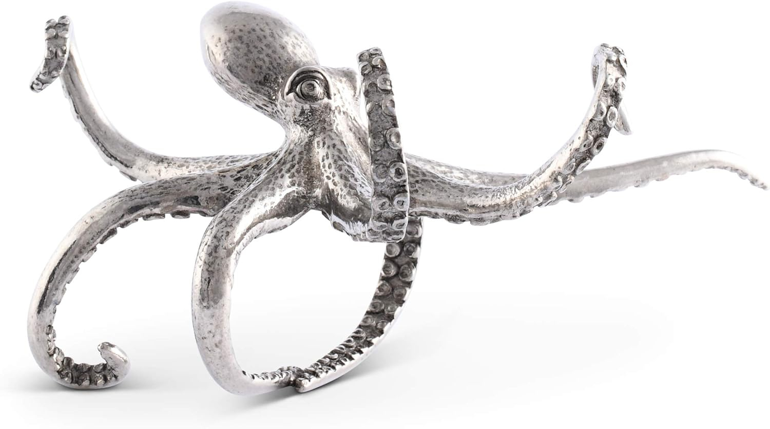 Pewter Octopus Coastal Napkin Ring with Intricate Details