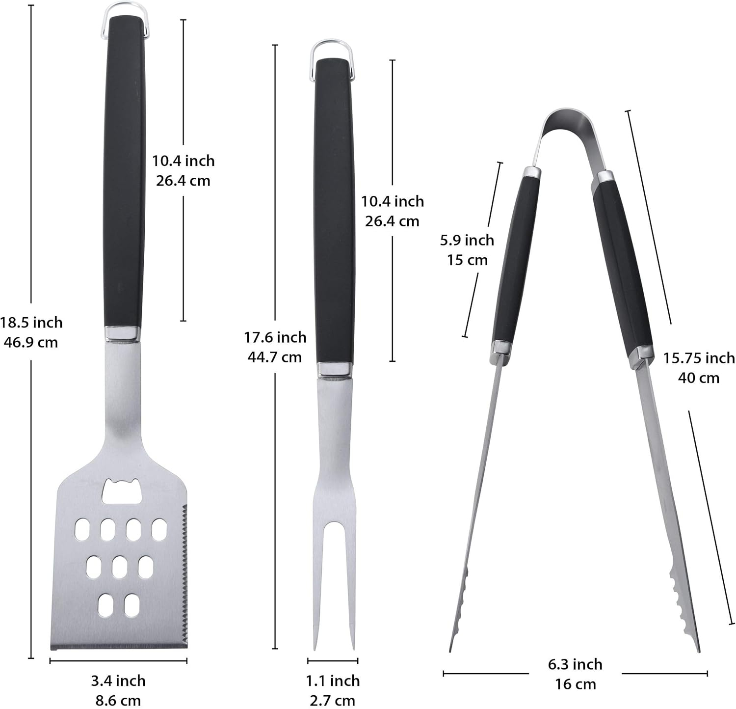 Farberware BBQ 3-piece Tool Set: Turner, Tong, Fork