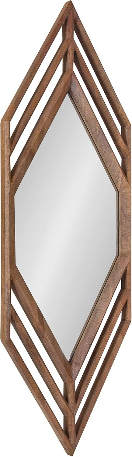 Kate and Laurel Vayga Bohemian Geometric Decorative Wall Mirror, 14 x 42, Natural, Modern Hexagon Mirror for Wall