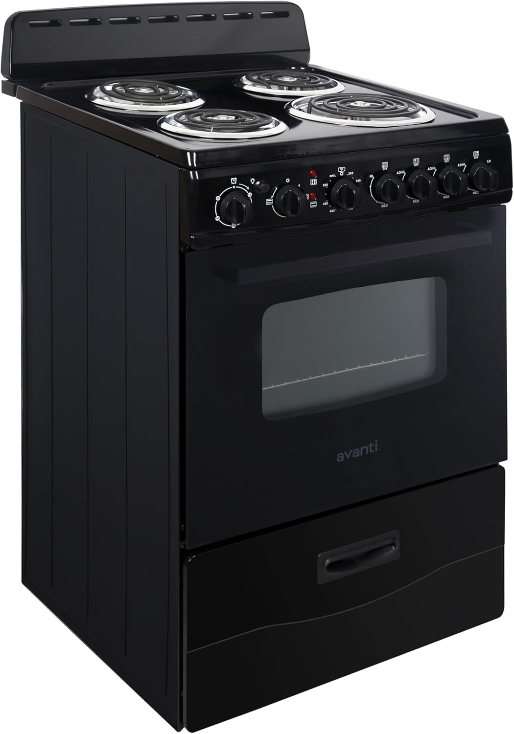 Avanti 24-Inch Black Freestanding Electric Range with Glass Door