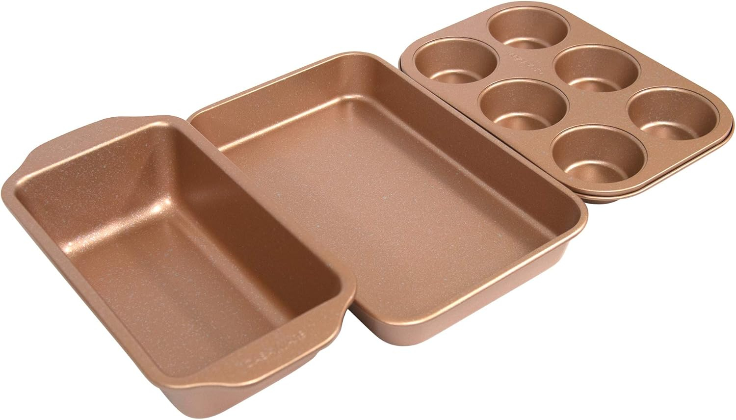 Rose Gold Granite Ceramic Non-Stick Toaster Oven Bakeware Set