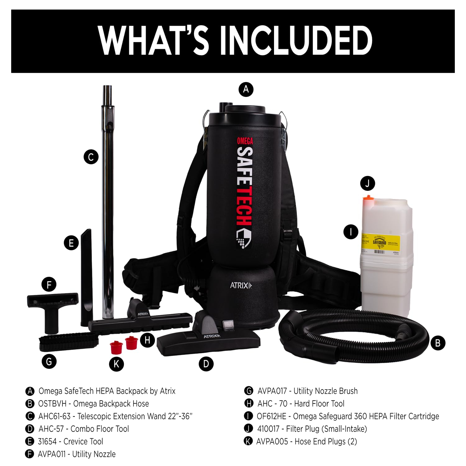 Black HEPA Wet/Dry Backpack Vacuum with Telescopic Wand