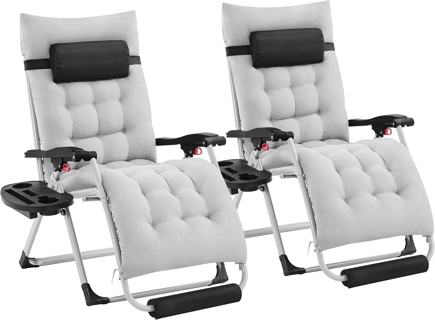 Yaheetech Zero Gravity Chair, Folding Reclining Lounge Recliner with Removable Pad & Headrest & Side Cup Holder Tray for Indoor and Outdoor Gray/2