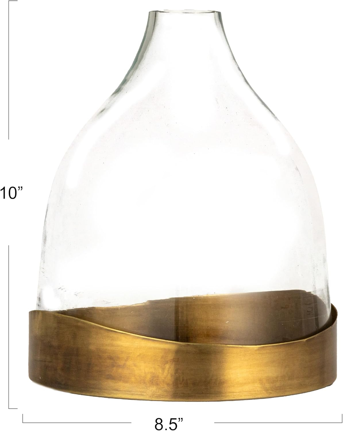 Antique Brass and Clear Glass Cloche with Metal Tray