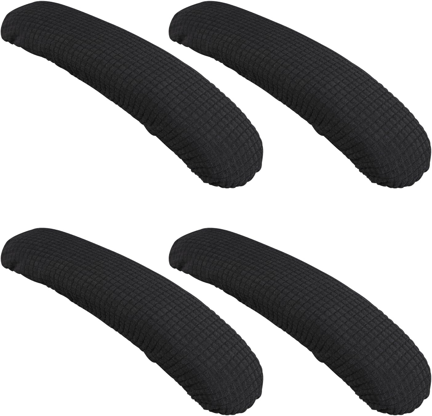 4 Pieces Office Chair Wheelchair Arm Covers, Removable Rotating Chair Stretch Armrest Cover, GIXUSIL Washable Polyester Armrest Pads Rest Slipcovers for Home Office Computer Chairs (Black)