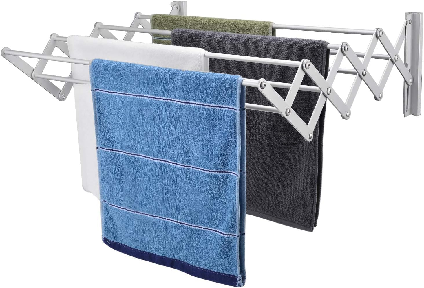 X-cosrack Wall Mounted Clothes Drying Rack, Wide Large Rustproof Retractable Laundry Drying Rack, 8 Bar Space-Saving Aluminium Alloys Clothing Hanger Drying Racks forLaundry