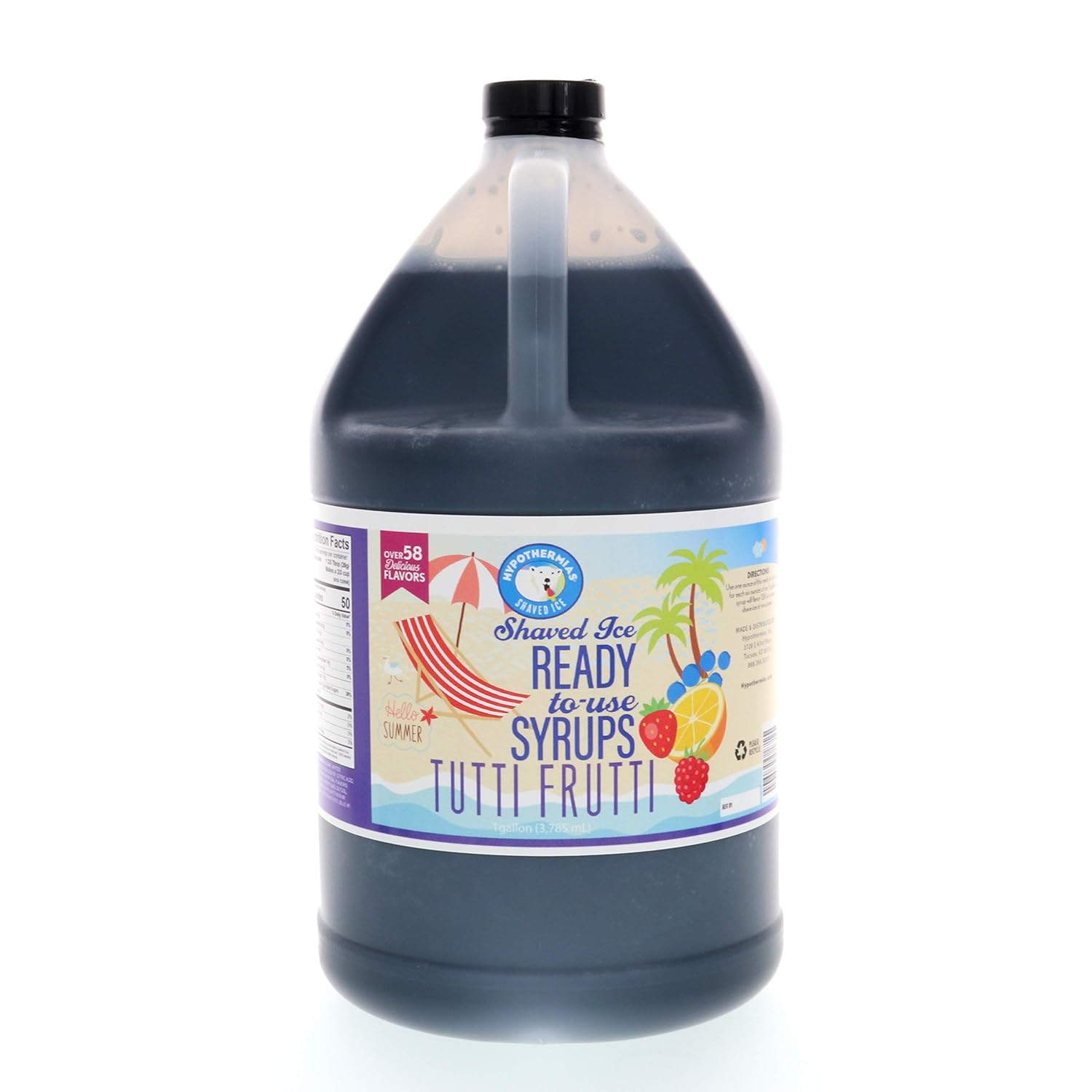 Hypothermias |Tutti Frutti| Ready to Use | Hawaiian Shaved Ice or Snow Cone Syrup Gallon (128 Fl. Oz), 100 % Pure Cane Sugar