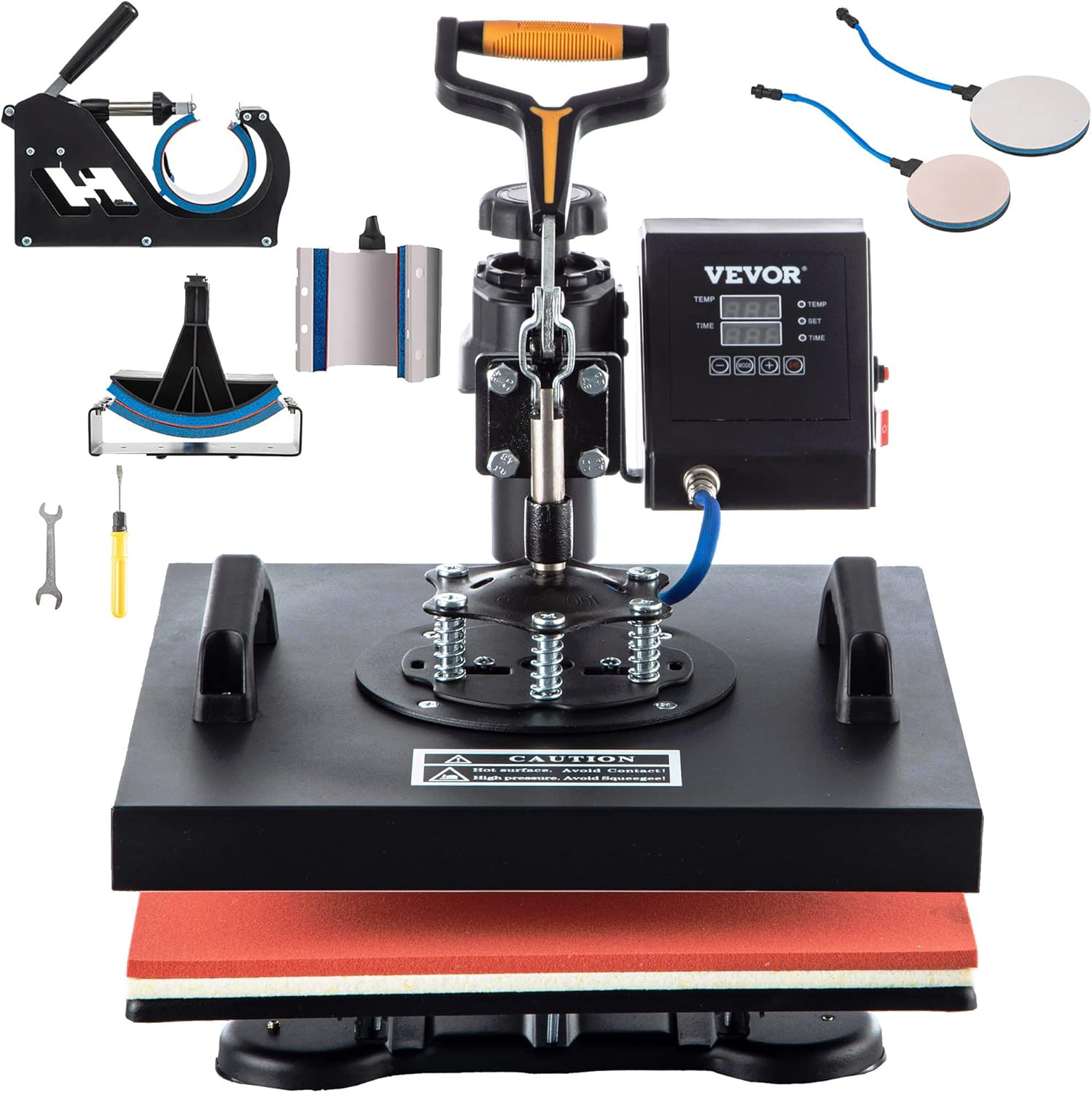 VEVOR Heat Press Machine - 6 in 1 Combo Heat Press Sublimation Machine for DIY T-Shirts/Hats/Mugs/Heat Transfer Projects, 15x15 Multifunction Swing Away Heat Press with 360° Rotation