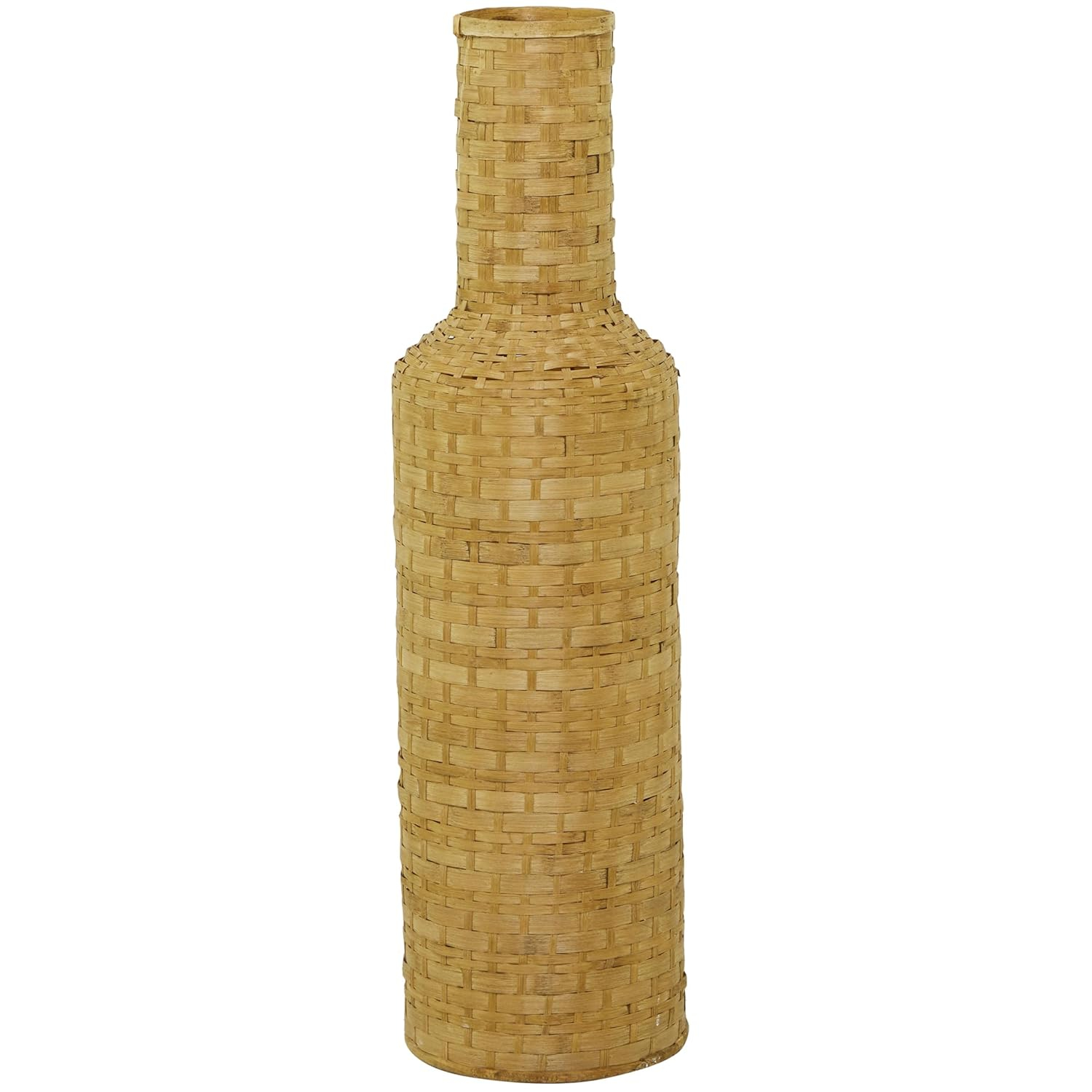 Tall Brown Woven Bamboo Floor Vase
