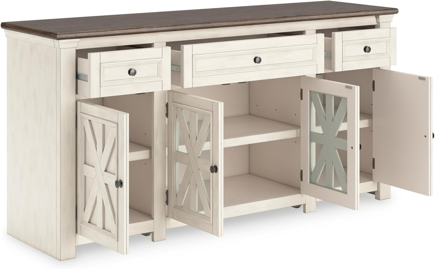 Ashley Furniture Bolanburg White & Weathered Gray 73" TV Stand for TVs up to 83"