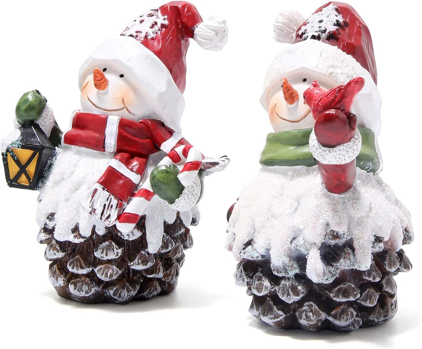 Hodao Christmas Snowman Decorations Indoor Home Decor Christmas Snowman Figurines Table Decorations Cute Christmas Snowman Gifts Handmade Resin Winter Indoor Decorations