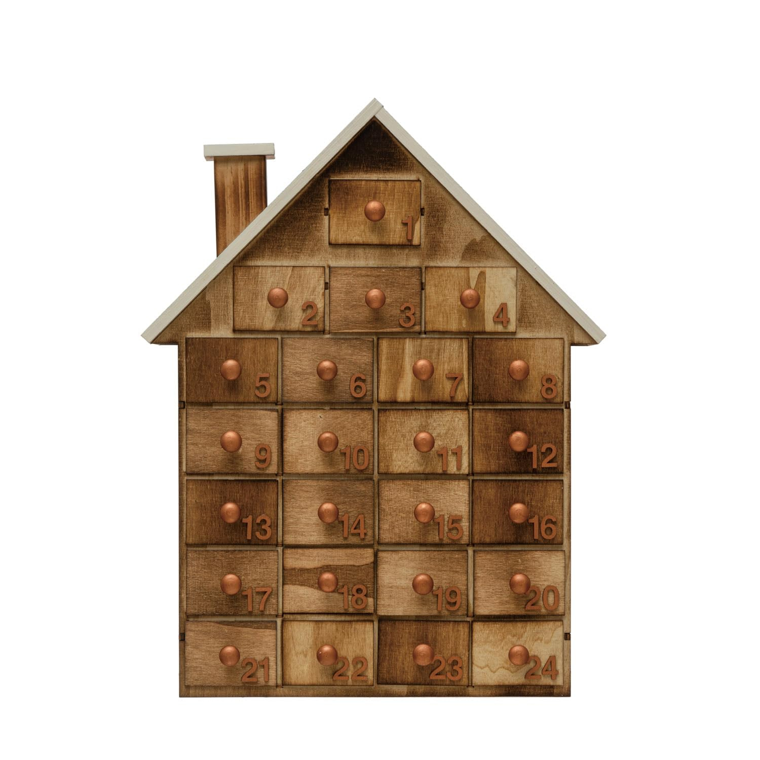 Natural Wood House Advent Calendar with 24 Drawers