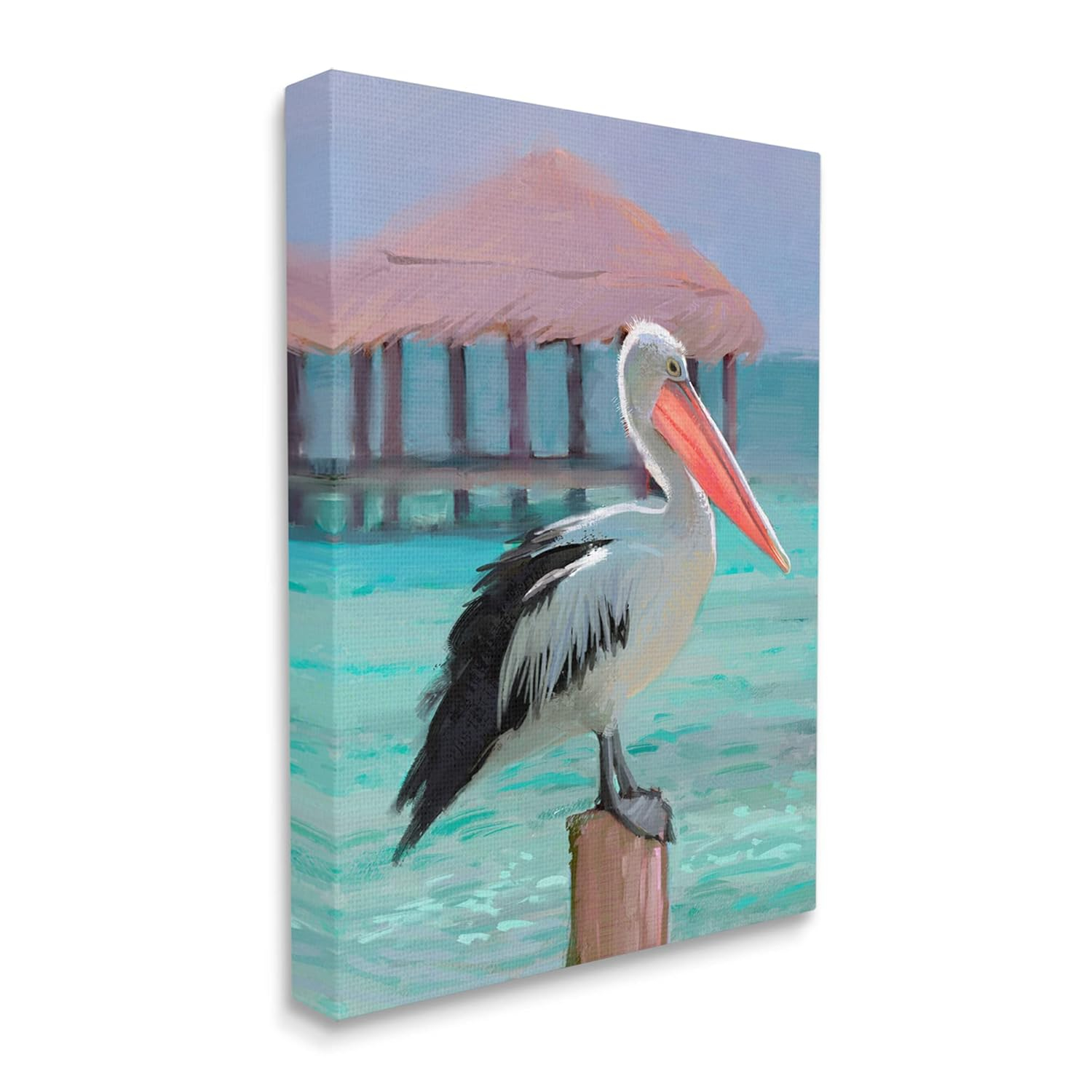 Stupell Industries Tropical Perched Pelican Painting Gallery Wrapped Canvas Print Wall Art, Design by Ziwei Li