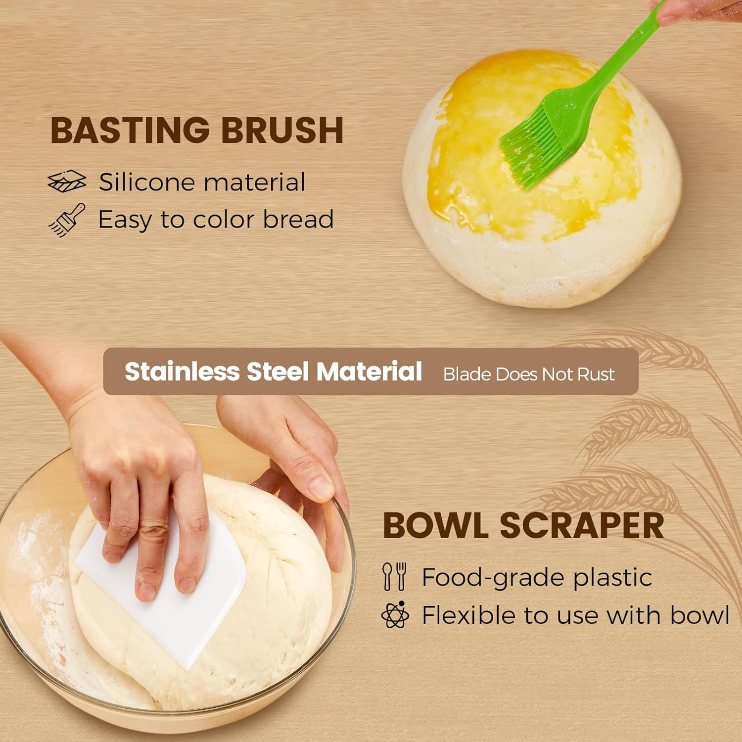 Banneton Bread Proofing Basket - Sourdough Starter Kit Banneton Sourdough Proofing Basket Set of 2, Sourdough Bread Baking Supplies for Making Baking Fermentation (9" Round & 10" Oval, 6 Accessories)