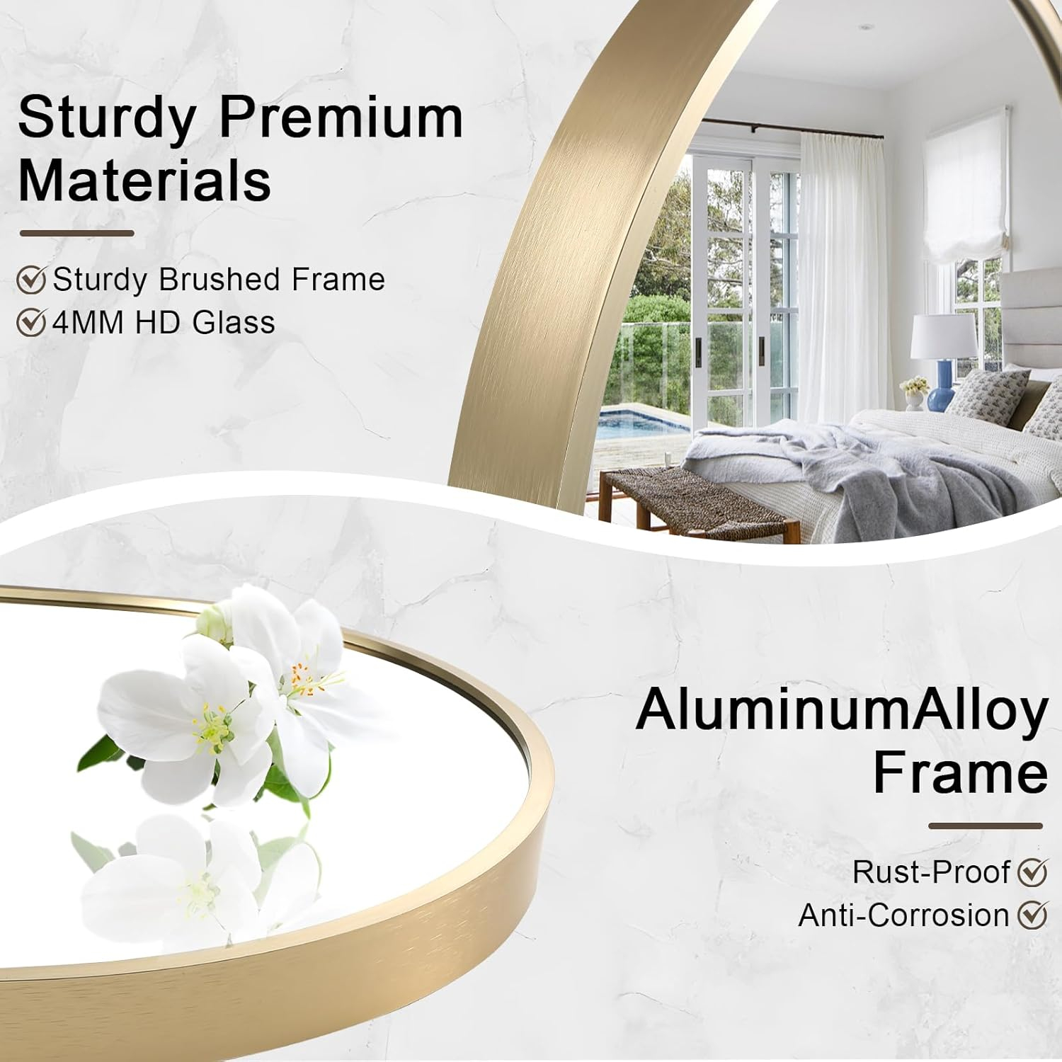 24x36 inch Oval Mirror, Brushed Gold Oval Wall Mirror, Metal Frame Pill Mirror, Gold Bathroom Mirrors for Over Sink, Entryway, Bedroom, Living Room(Horizontally or Vertically)