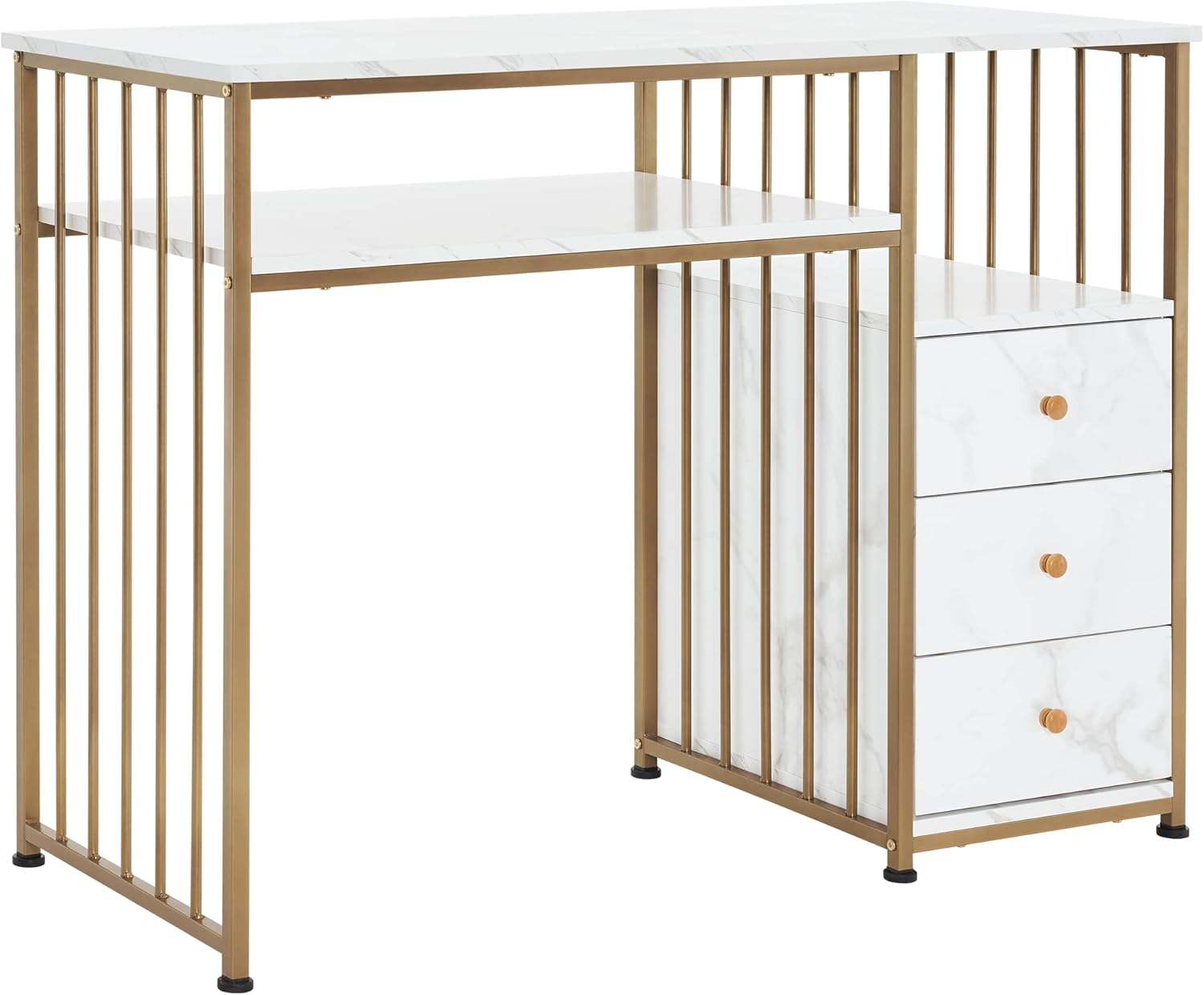 BarberPub Makeup Vanity Desk with Drawer, Manicure Table with Metal Frame