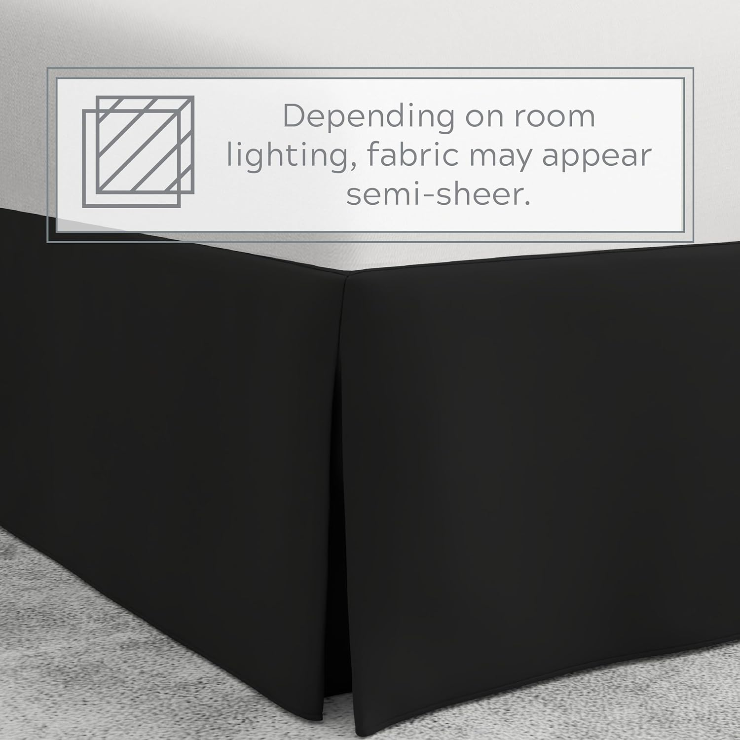 Bed Maker's Wrap-Around Hassle Free, Never Lift Your Mattress Tailored Bed Skirt, 14" Drop Length, King, Black