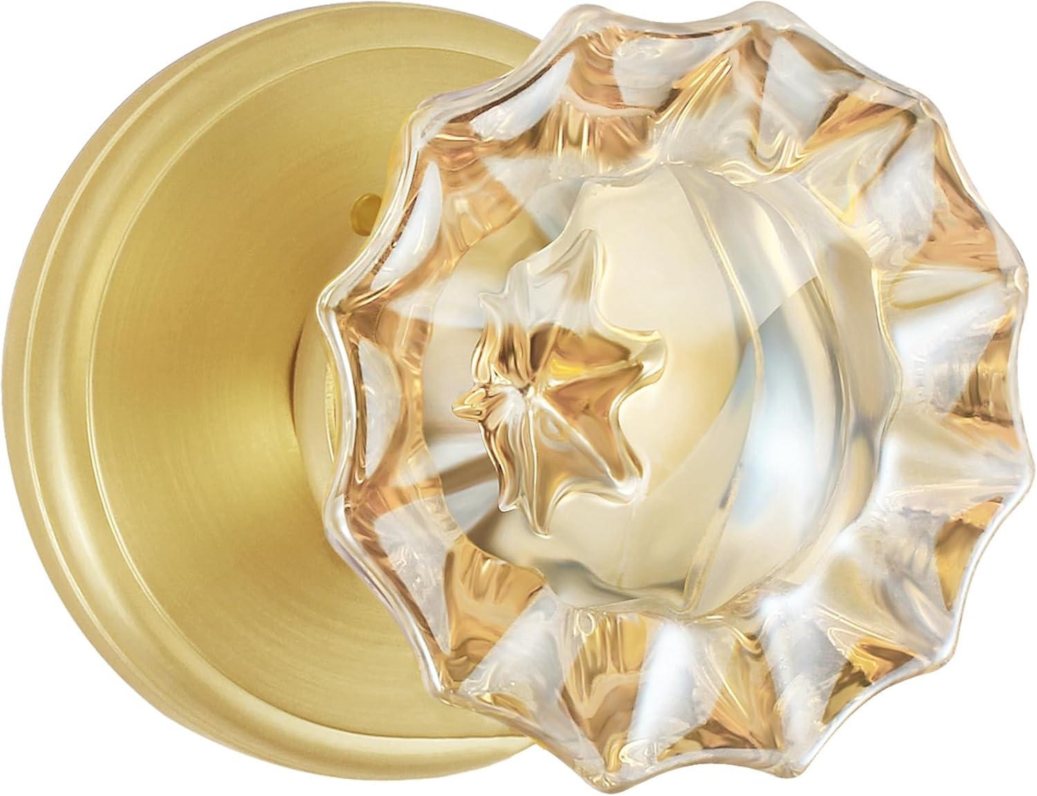 Champagne Glass Door Knobs,Privacy Crystal Door Knobs Interior Satin Brass/Brushed Gold Door Knob with Lock