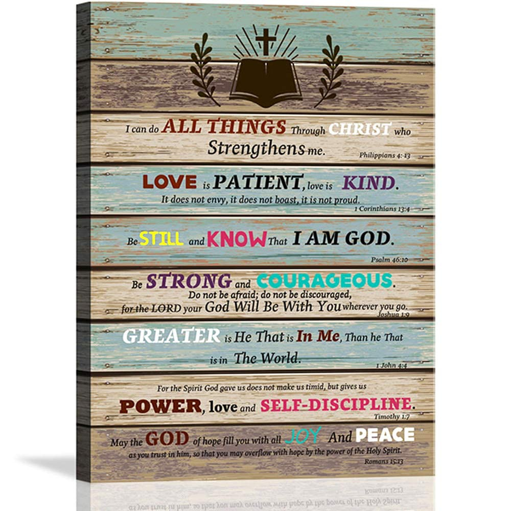 Rustic Farmhouse Bible Verse Canvas Wall Art