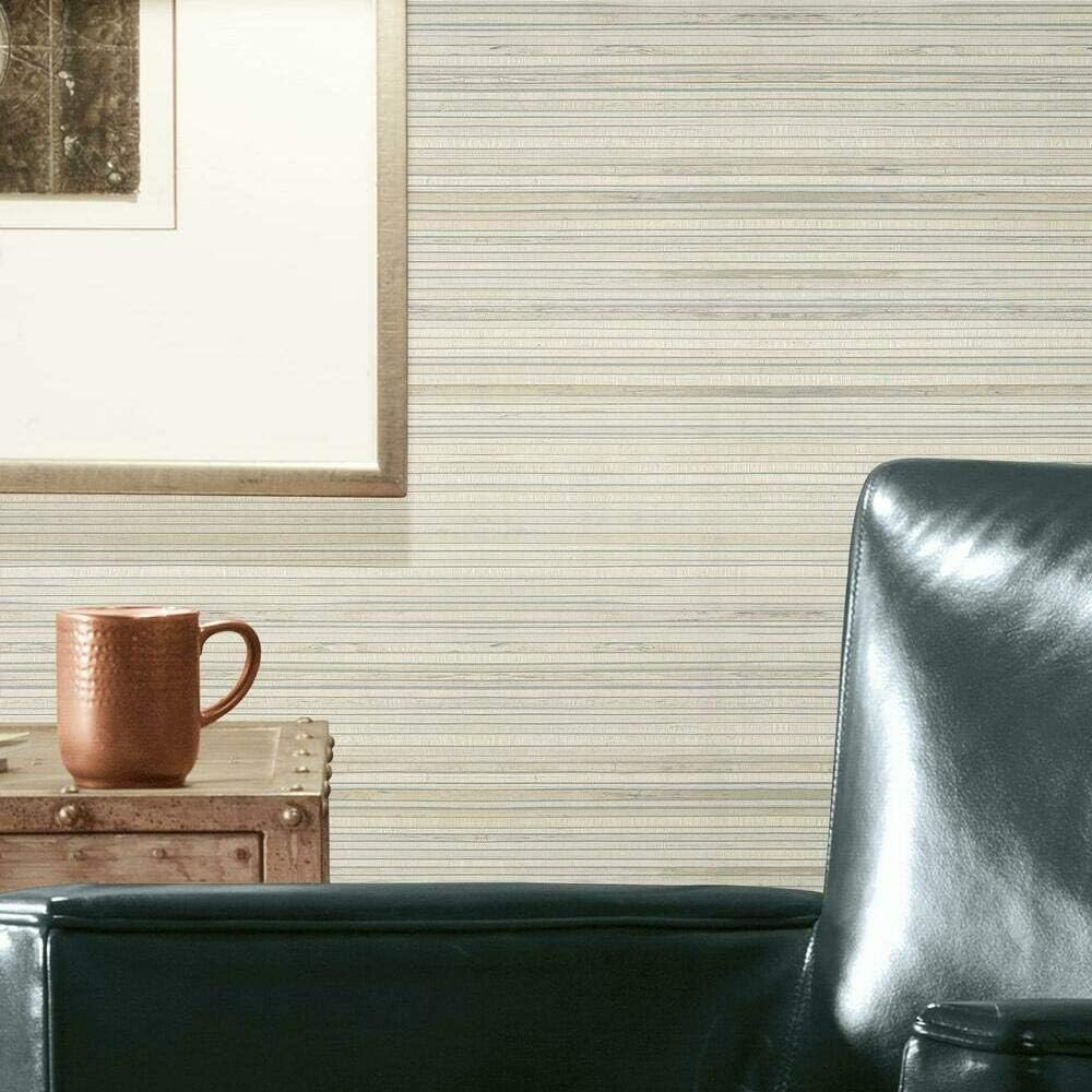 RoomMates RMK11669RL Taupe Faux Bamboo Grasscloth Peel and Stick Wallpaper, Large Sample