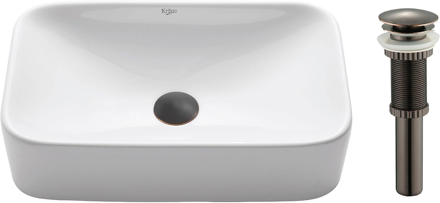 Ceramic Ceramic Rectangular Vessel Bathroom Sink