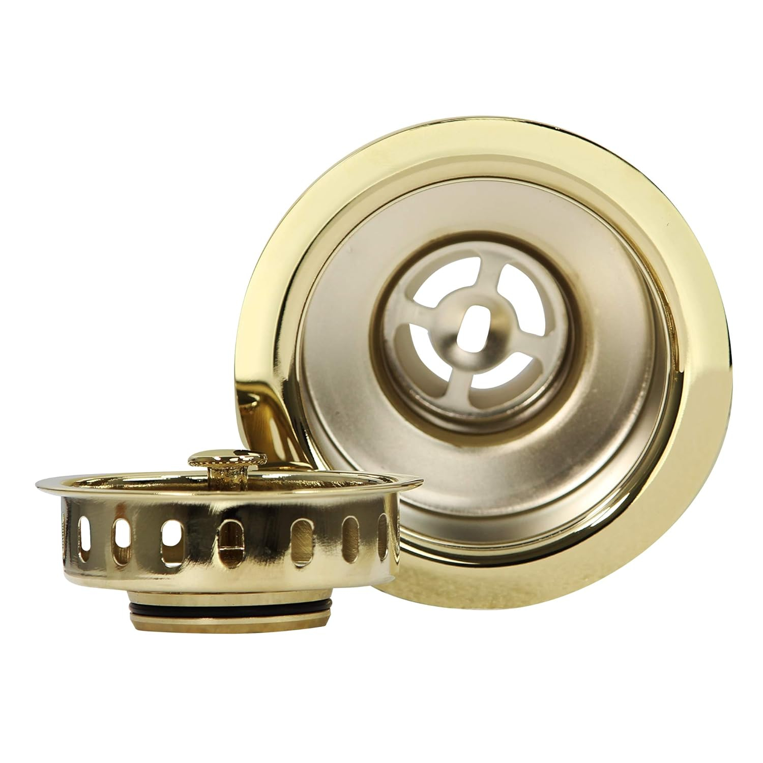 Polished Brass Kitchen Sink Basket Strainer Drain, 3.5 Inch