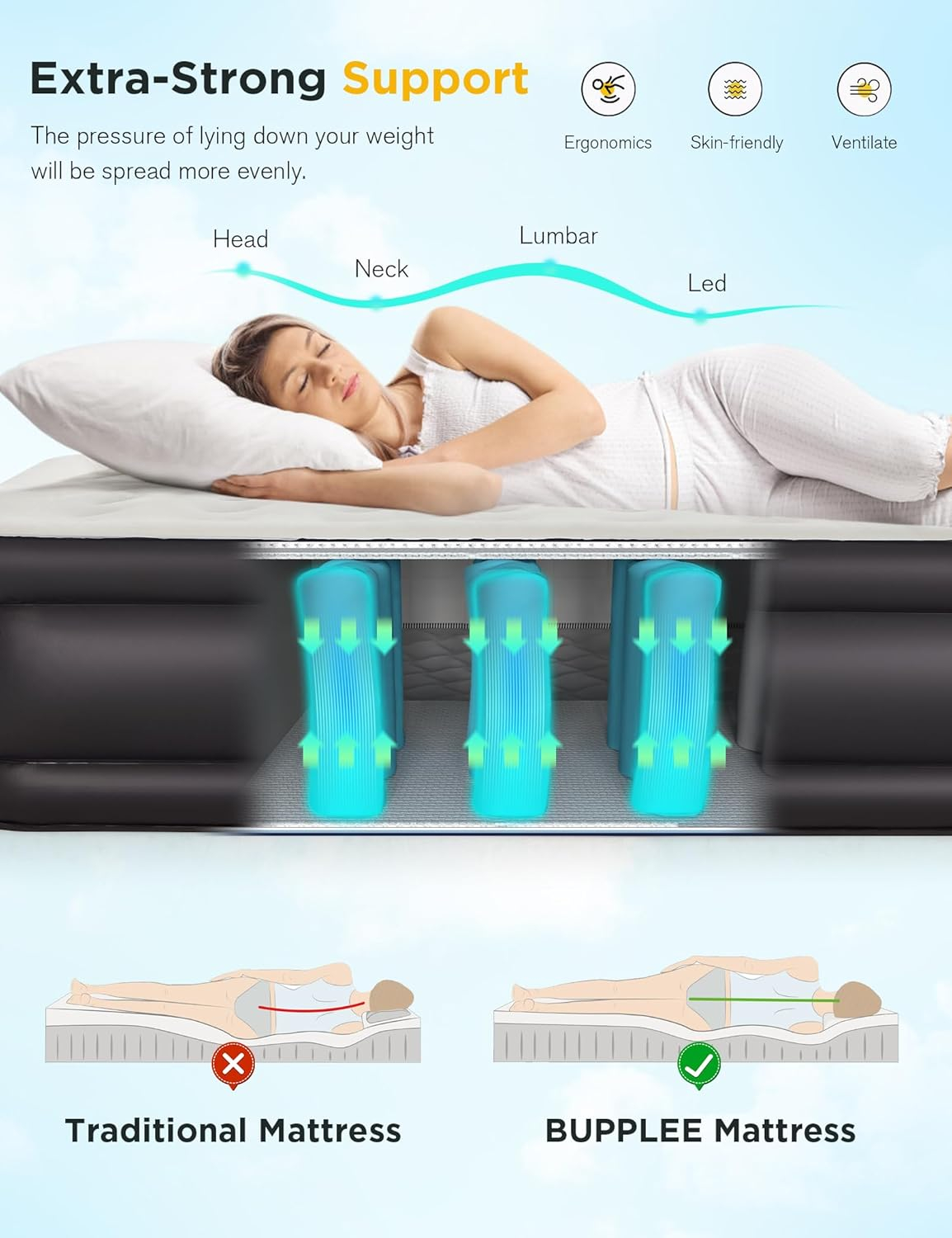 Twin Size Air Mattress with Built-in Pump 18" Raised - 2-Min Set Up, No Odd Smell, 600 lb Support, Foldable Air Bed with Storage Bag, Perfect for Camping, Guests & Home Use