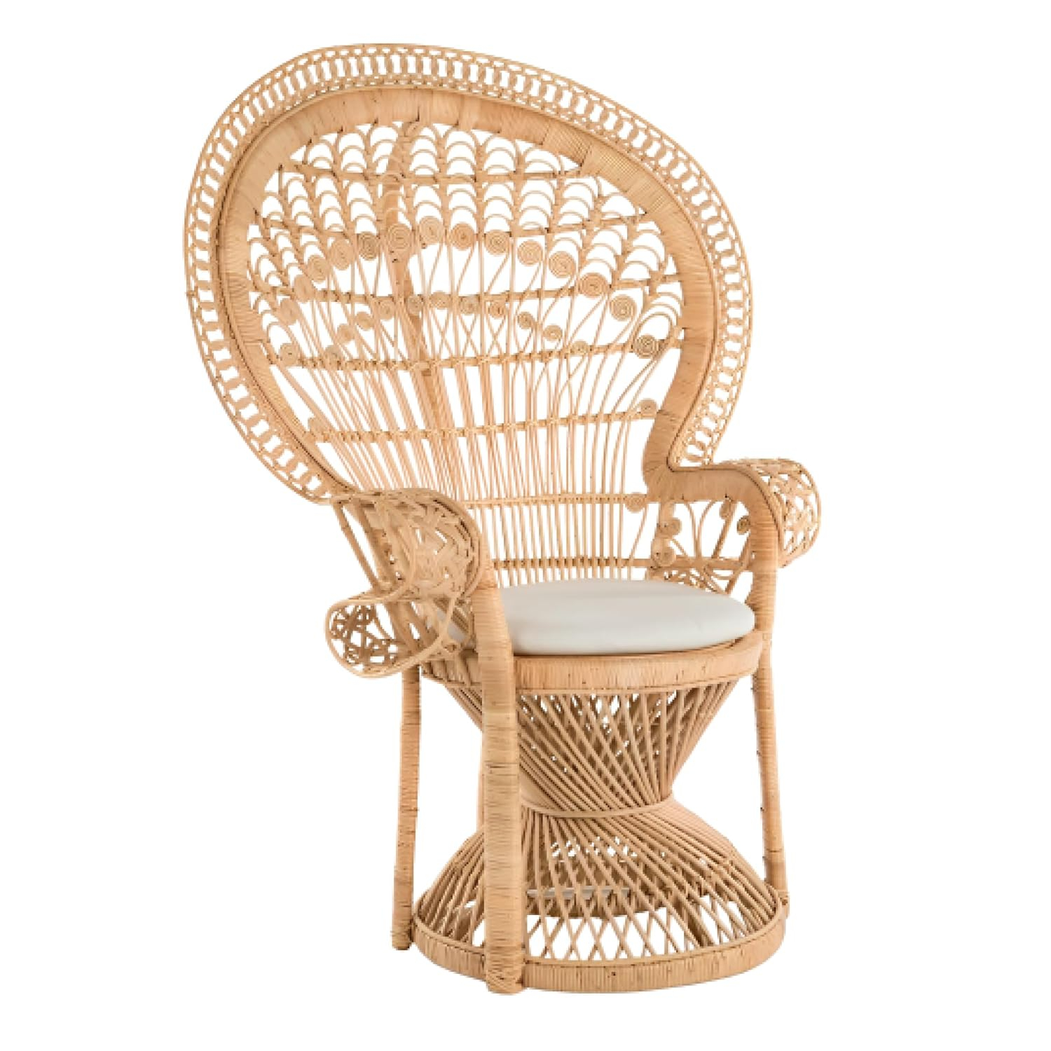 KOUBOO Peacock Grand Peacock Chair, Rattan Chair, Handmade, Accent Chair, Vintage, Retro, Boho, Furniture, Sunroom, Natural
