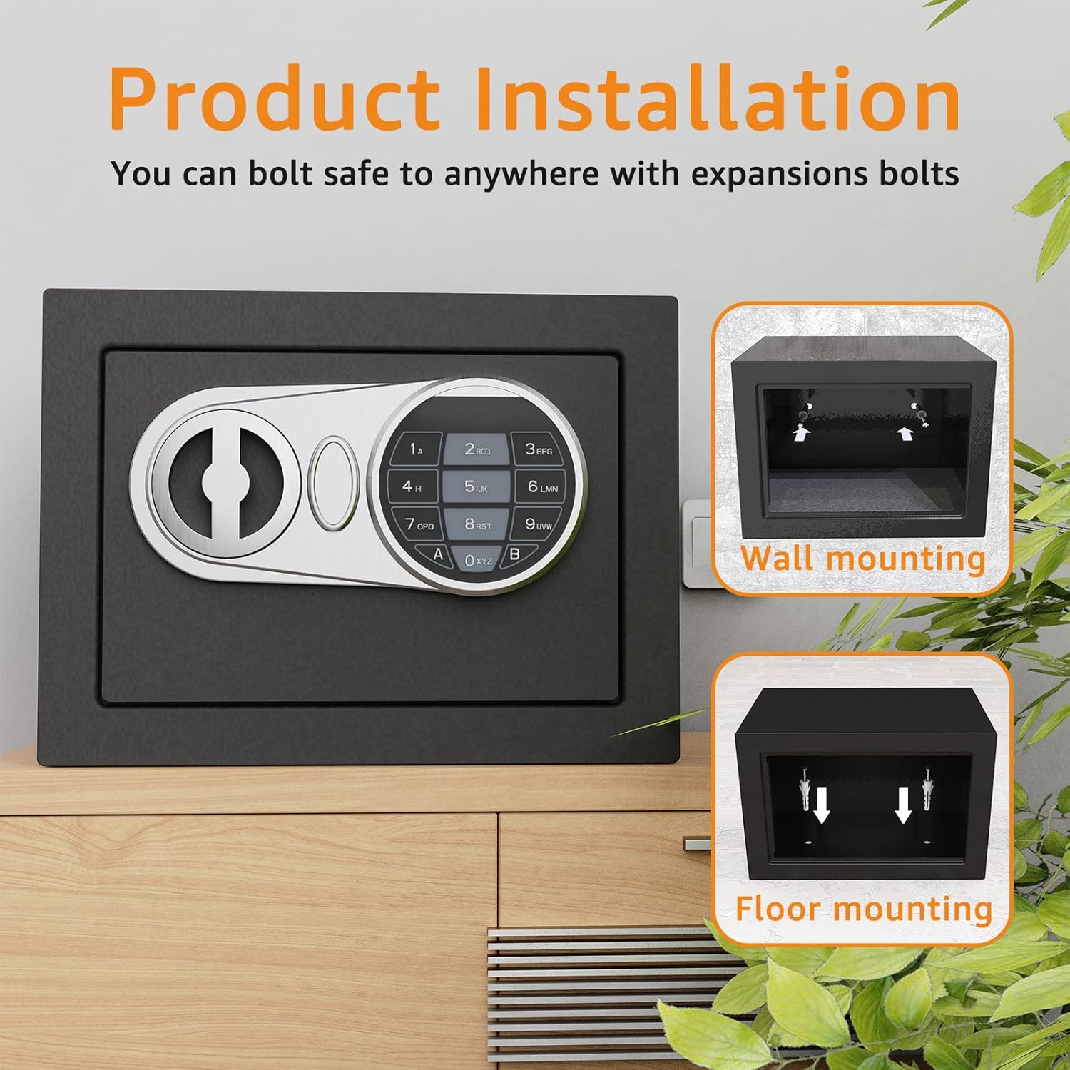 Goldenkey Small Safe Box for Money, Digital Home Safe Box with Keys&Code for Cash and Coin, Security Mini Safe for Kids Personal Items, 6.69"D x 9.05"W x 6.69"H, 0.236 Cu.Ft.