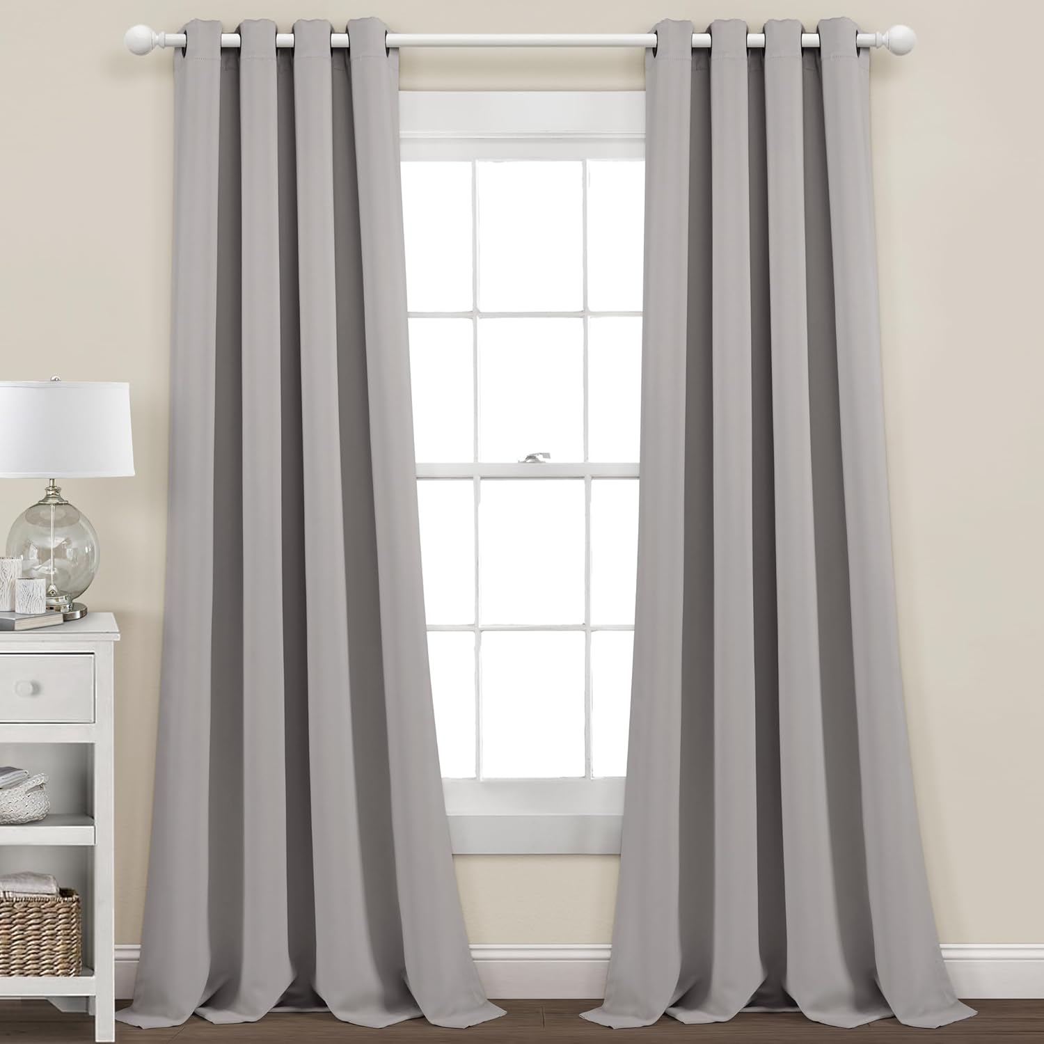 Lush Decor Insulated Grommet Blackout Window Curtain Panels, Pair, 52" W x 84" L, Gray - Classic Modern Design - Chic Window Decor - Long Curtains For Living Room, Bedroom, Or Dining Room
