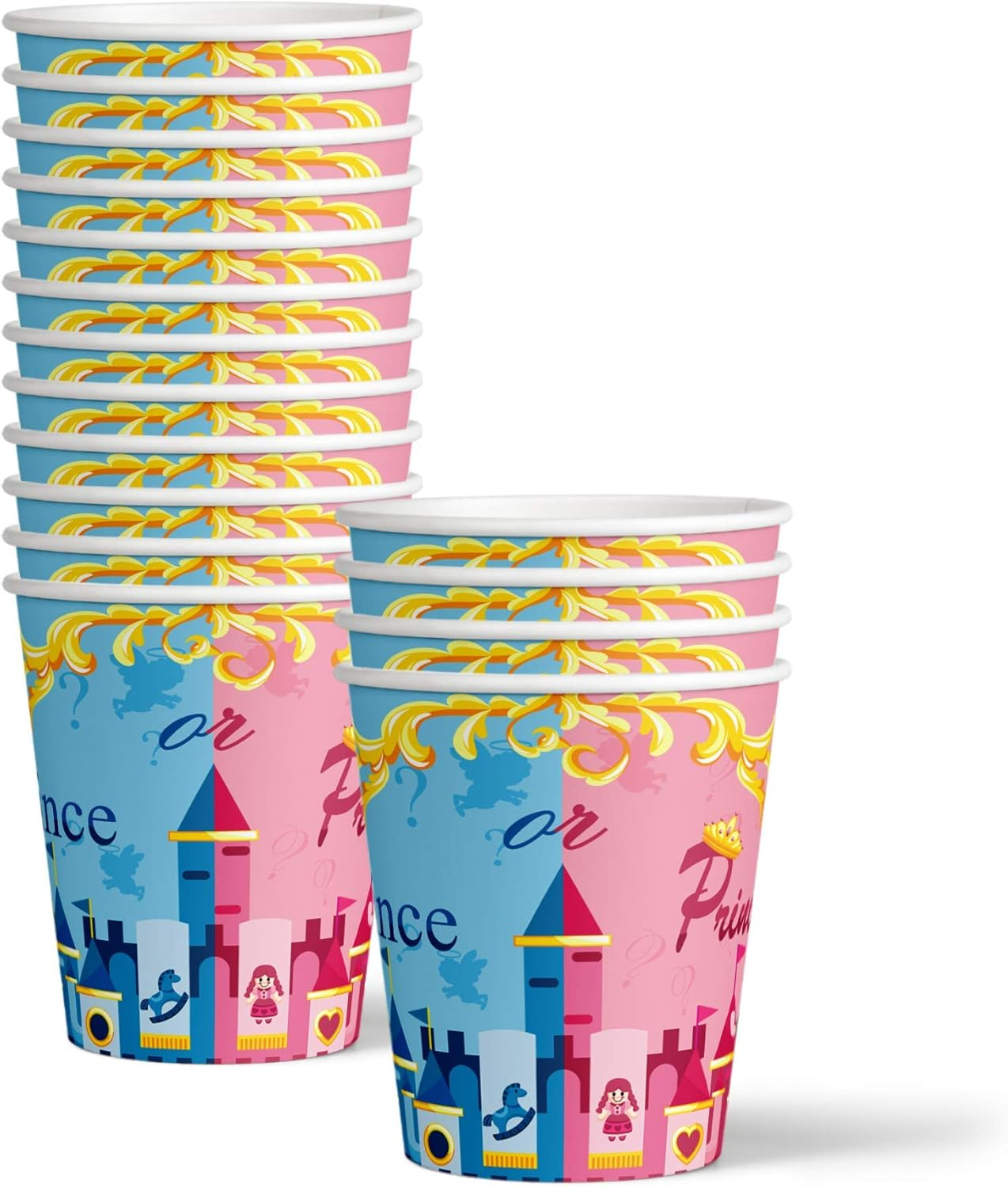 Little Prince or Princess Baby Gender Reveal Party Supplies Set Plates Napkins Cups Tableware Kit for 16