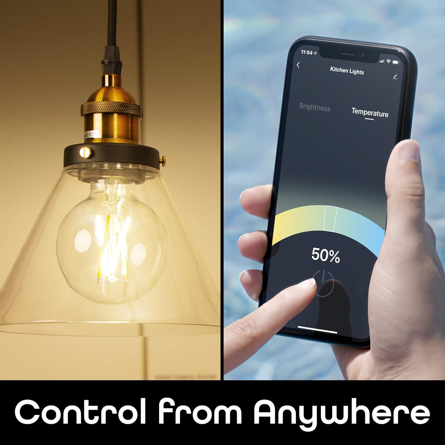 Geeni LUX Amber G25/E26 Edison WiFi LED Smart Bulb, Dimmable, Tunable White Light, 2-Pack
