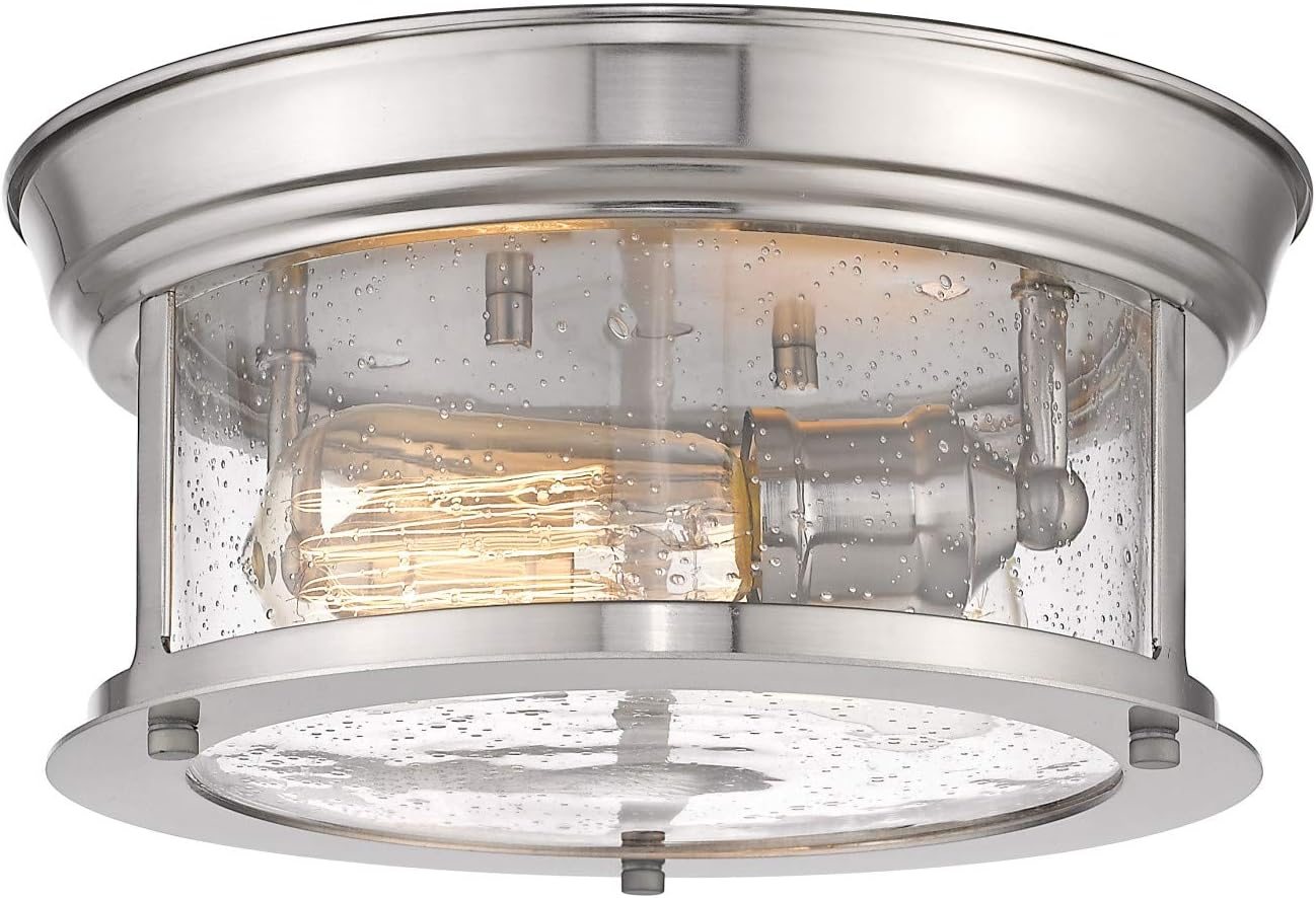 Sonna 11" Brushed Nickel Flush Mount Light with Clear Glass Shade