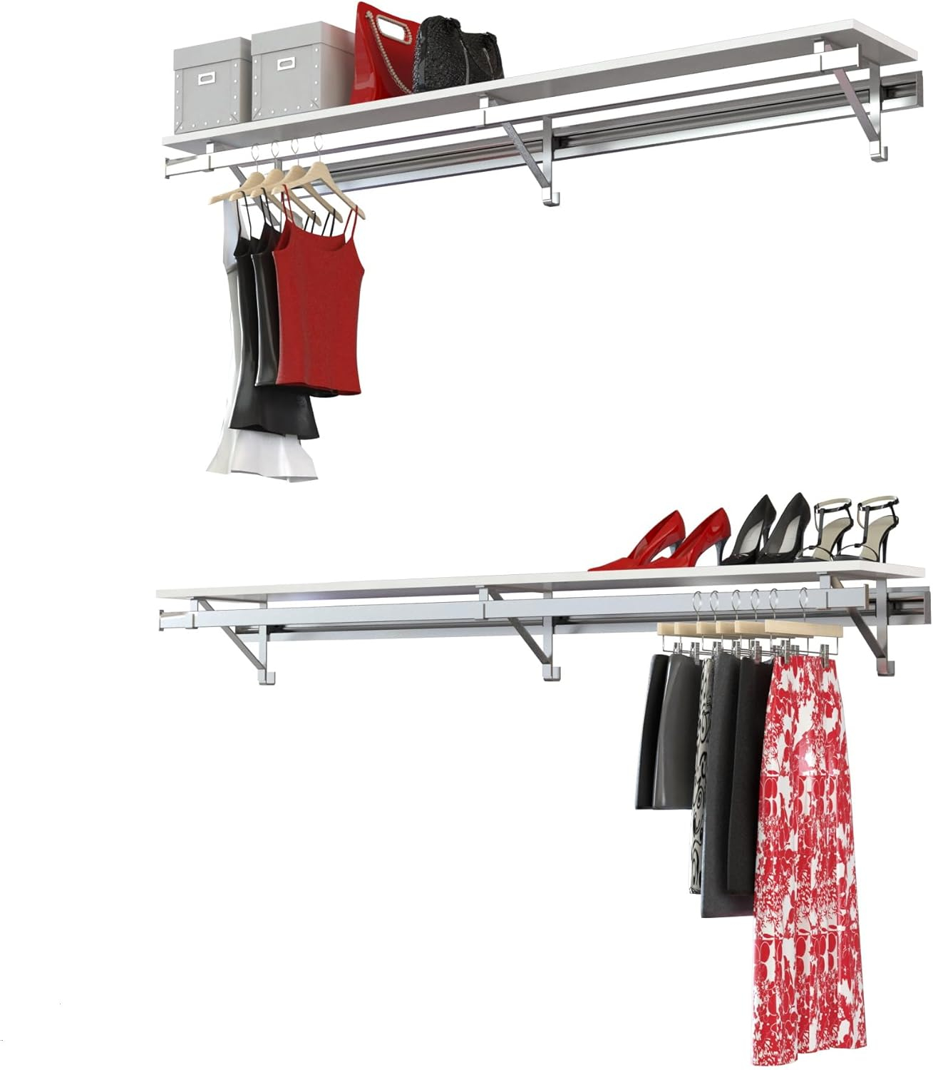 Arrange A Space Double Shelf Double Hang Closet System 68” White