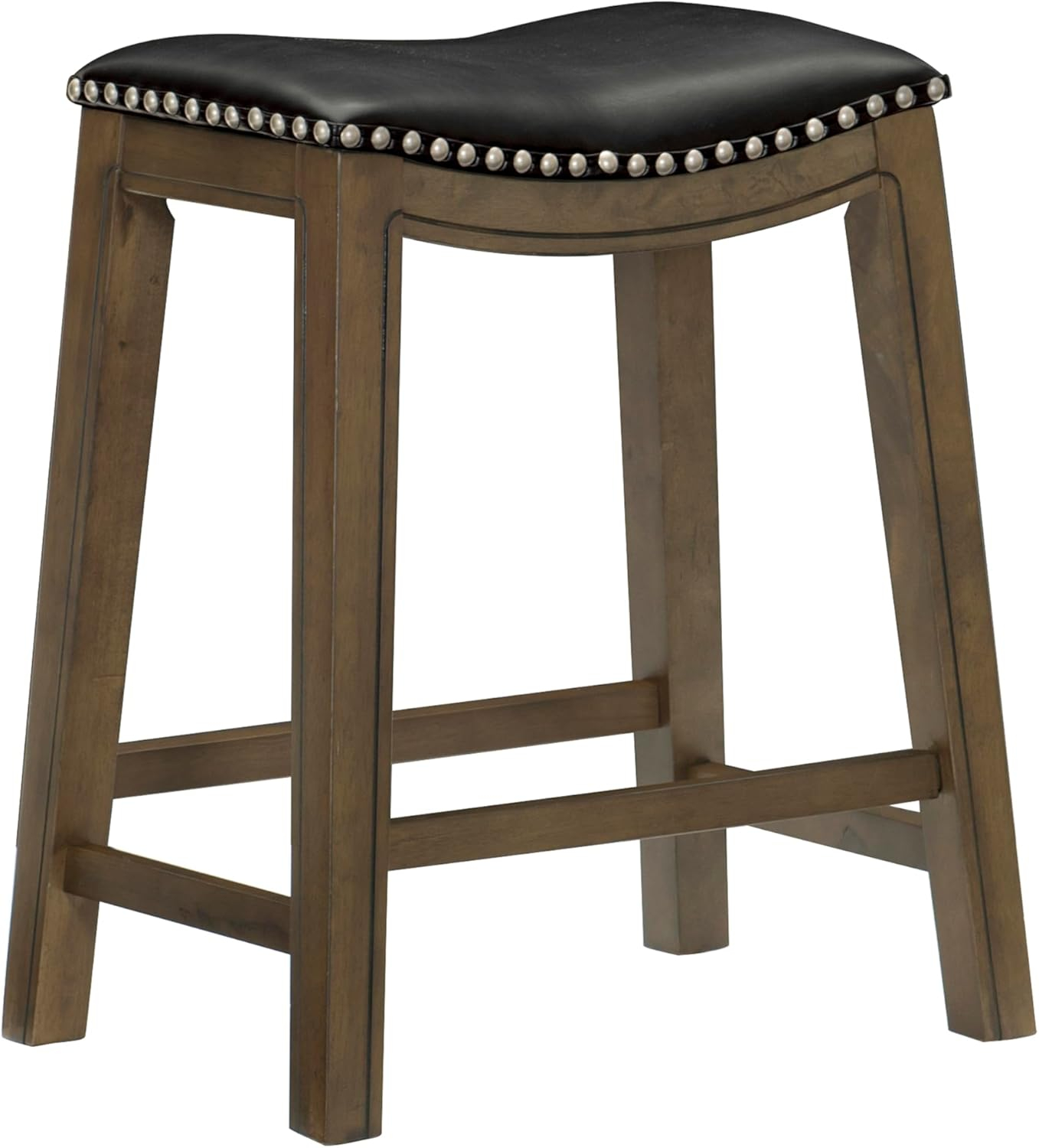 Homelegance 24" Counter Height Wooden Bar Stool Saddle Seat Barstool, Black
