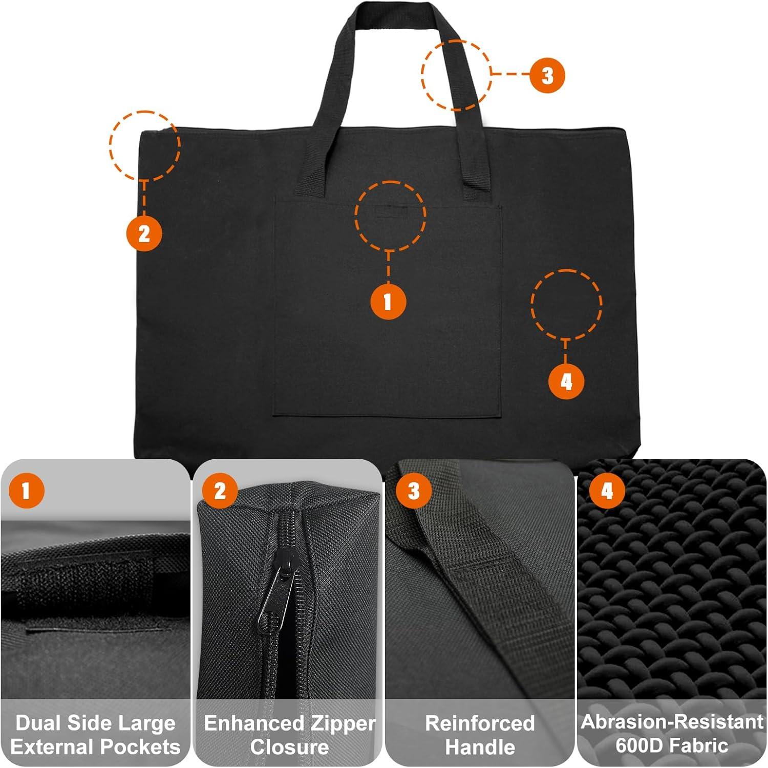 Cupohus Waterproof Art Portfolio Bag 20" x 26" for 18" x 24" Artworks with Outer Pockets and Handle, Student Carrying Storage Bag