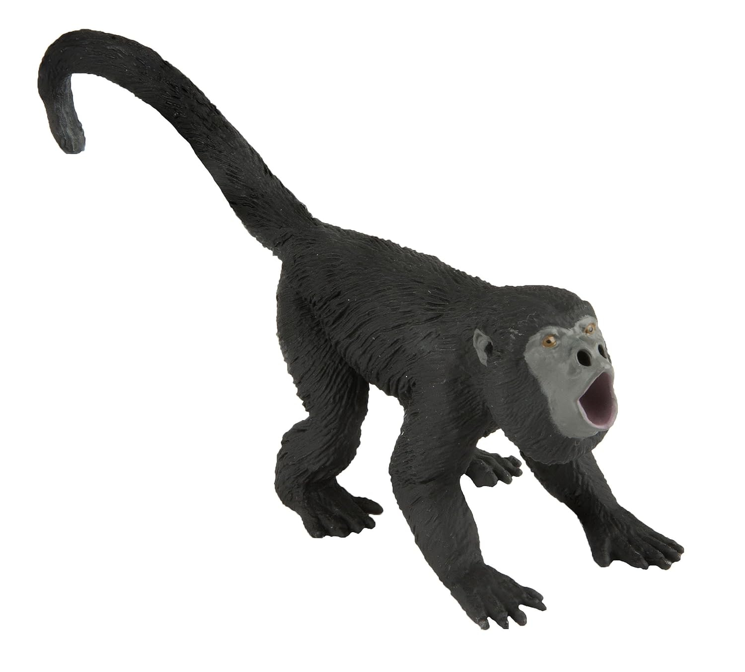 Hand-Painted Black and Gray PVC Howler Monkey Figurine