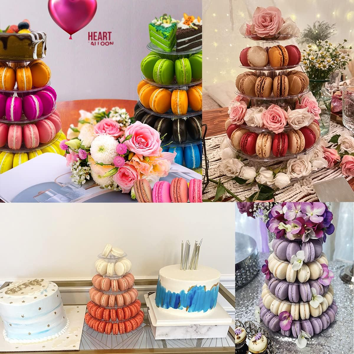 6 Tier Macaron Tower Stand 1 Pcs, Round Plastic Macaron Tower Stand,for Wedding Birthday Party ,Plastic Display Stand,Stand Cake Display for Birthday Party,Topboutique