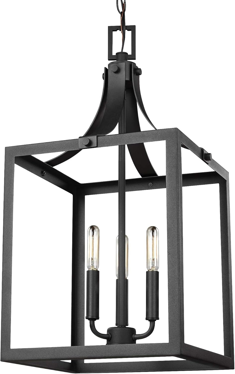 Generation Lighting Labette 3 -Light Black Traditional Square Medium Hanging Pendant light